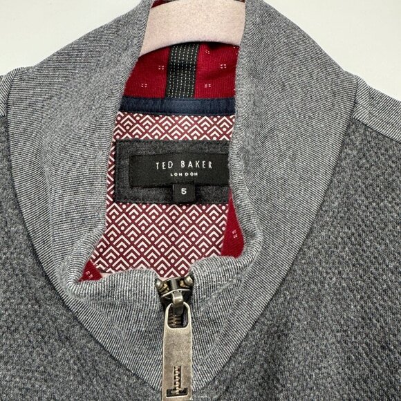 VERY NICE MENS TED BAKER LIGHT KNIT FULL ZIP JACKET SIZE XXL 6 Gray - Picture 2 of 12